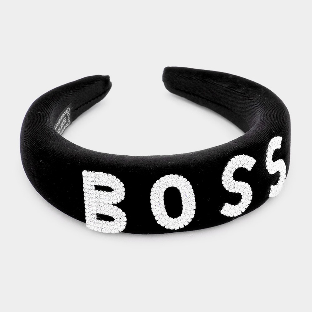NEW "Boss" Crystal Rhinestone Velvet Headband